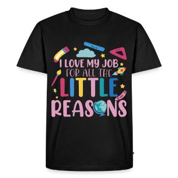 J’aime mon travail pour toutes les petites raisons - T-shirt Premium bio Homme - noir - Devant - Nico (187cm)