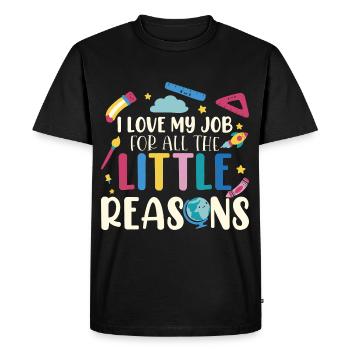 J’aime mon travail pour toutes les petites raisons - T-shirt Premium bio Homme - noir - Devant - Nico (187cm)