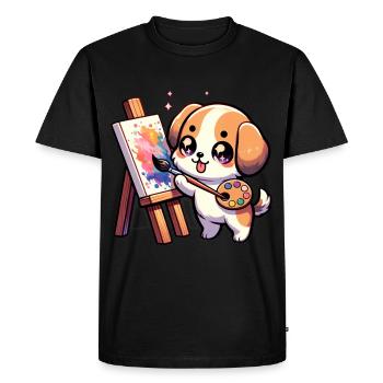 Chien peinture artistique chiot cache-couche Design - T-shirt Premium bio Homme - noir - Devant - Nico (187cm)