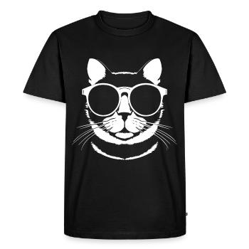 Drôle de chat avec des lunettes de soleil Chaton Sunglas Cats - T-shirt Premium bio Homme - noir - Devant - Nico (187cm)