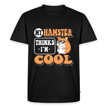 Mon hamster pense que je suis cool hamster drôle - T-shirt Premium bio Homme - noir - Devant - Nico (187cm)