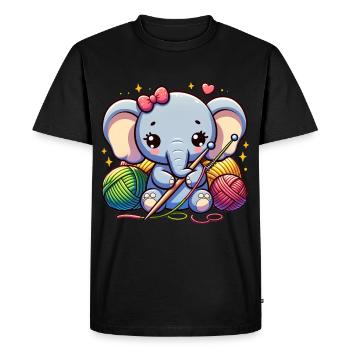 Éléphant tricot câlin éléphant vêtements Art - T-shirt Premium bio Homme - noir - Devant - Nico (187cm)