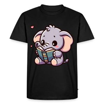Elephant Reading Story-time Elephant Onesie - Men's Premium Organic T-Shirt - black - Front - Nico (187cm)