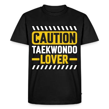 Attention aux amateurs de taekwondo - T-shirt Premium bio Homme - noir - Devant - Nico (187cm)