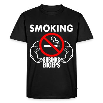 Smoking shrinks the biceps - Men's Premium Organic T-Shirt - black - Front - Nico (187cm)