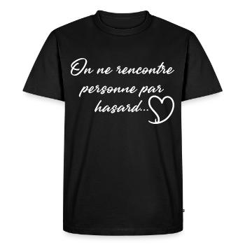 Citation Rencontre Saint-Valentin - T-shirt Premium bio Homme - noir - Devant - Nico (187cm)