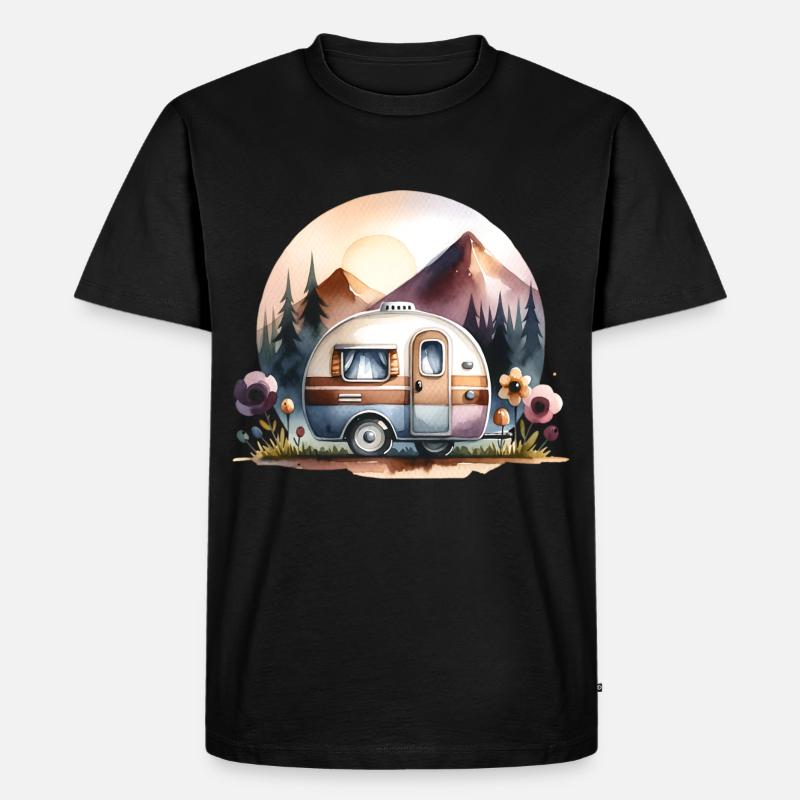 Camping - Männer Premium Bio T-Shirt - Schwarz