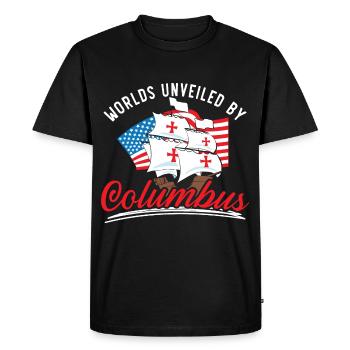 Worlds revealed by Columbus Indigenous people - Men's Premium Organic T-Shirt - black - Front - Nico (187cm)
