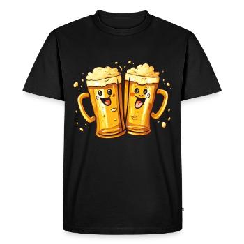 Funny Beer Mugs Laughing Beer Drinking Alcohol Humor - Men's Premium Organic T-Shirt - black - Front - Nico (187cm)