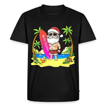 Surfeur du Père Noël - 🎅 2 - T-shirt Premium bio Homme - noir - Devant - Nico (187cm)