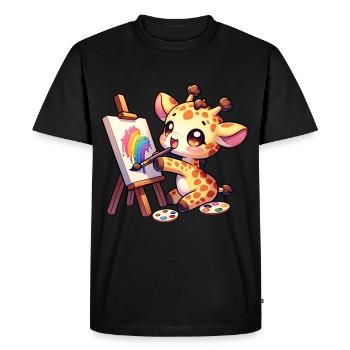 Girafe Peinture Chemise Enfant Artiste à col long - T-shirt Premium bio Homme - noir - Devant - Nico (187cm)