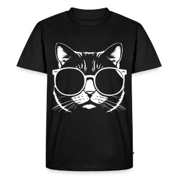 Funny Cat with Sunglasses Kitten Sunglas Cats - Men's Premium Organic T-Shirt - black - Front - Nico (187cm)