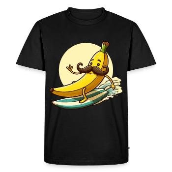 Banana surfe avec moustache - T-shirt Premium bio Homme - noir - Devant - Nico (187cm)