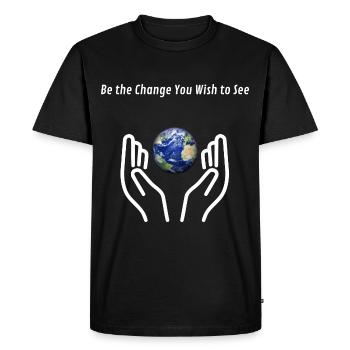 Be the Change – Inspirational Statement Shirt - Men's Premium Organic T-Shirt - black - Front - Nico (187cm)