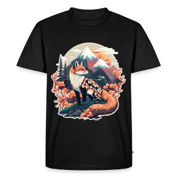 Fox Japan Fleur de cerisier Rétro Japonais - T-shirt Premium bio Homme - noir - Devant - Nico (187cm)