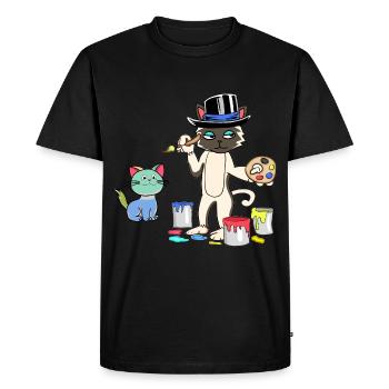 Cat Painter Master Artist Art Academy - Men's Premium Organic T-Shirt - black - Front - Nico (187cm)
