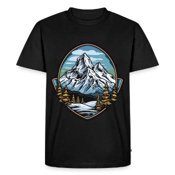 Mountains Symbol Coat of Arms Winter - Men's Premium Organic T-Shirt - black - Front - Nico (187cm)