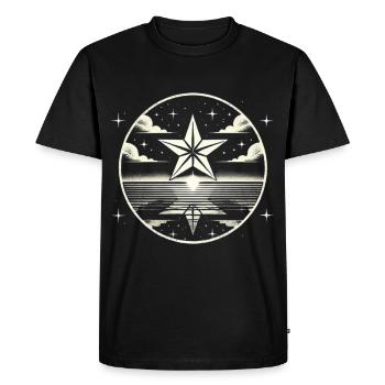 Celestial Body, Gift Idea, Starry Sky Comet L - Men's Premium Organic T-Shirt - black - Front - Nico (187cm)