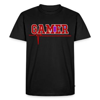 Gamer Battement de Coeur Jouer - T-shirt Premium bio Homme - noir - Devant - Nico (187cm)