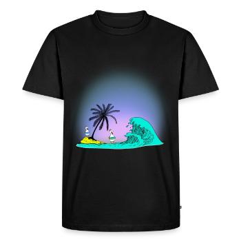 Île d’été Baignade Poulets Natation Anneau Océan Vague - T-shirt Premium bio Homme - noir - Devant - Nico (187cm)