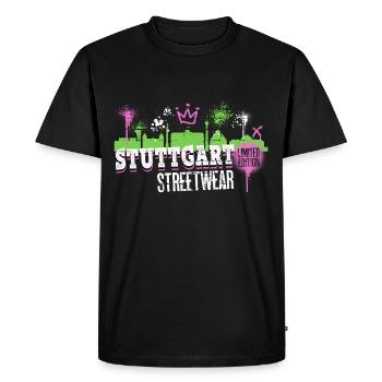 Stuttgart Skyline Ville Allemagne Graffiti Art - T-shirt Premium bio Homme - noir - Devant - Nico (187cm)