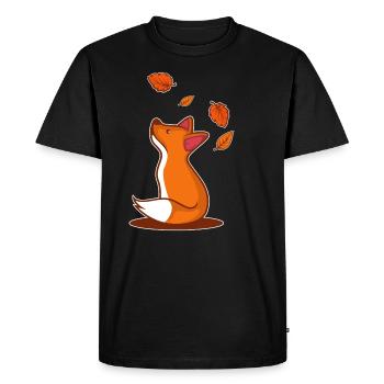 Fox leaf nature autumn fan gift - Men's Premium Organic T-Shirt - black - Front - Nico (187cm)