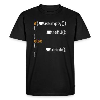 Funny Coffee Programming Joke I - Men's Premium Organic T-Shirt - black - Front - Nico (187cm)