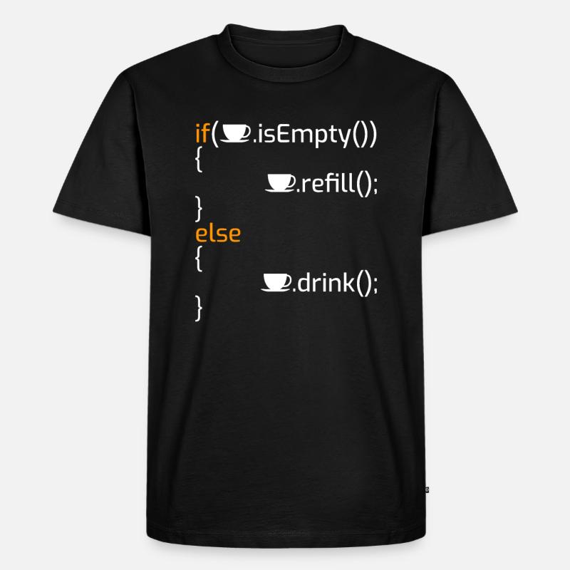Lustiger Kaffeeprogrammier-Witz I - Männer Premium Bio T-Shirt - Schwarz