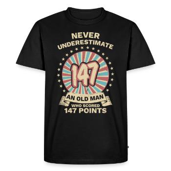 Ne sous-estimez jamais un joueur de snooker 147 maximum - T-shirt Premium bio Homme - noir - Devant - Nico (187cm)