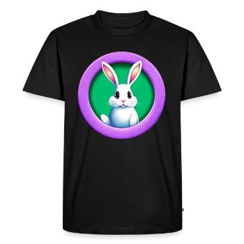 Lapin de Pâques Purple Circle - T-shirt Premium bio Homme - noir - Devant - Nico (187cm)