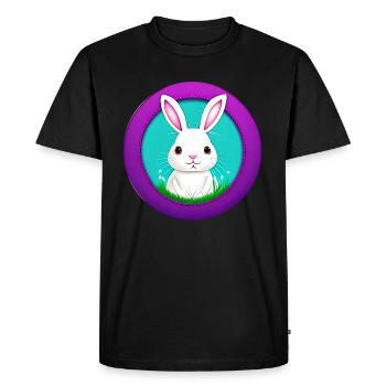 Pâques avec lapin de Pâques violet - T-shirt Premium bio Homme - noir - Devant - Nico (187cm)