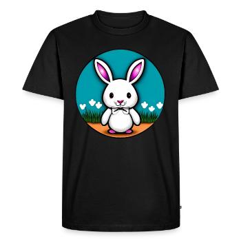 Petit lapin lapin de Pâques - T-shirt Premium bio Homme - noir - Devant - Nico (187cm)