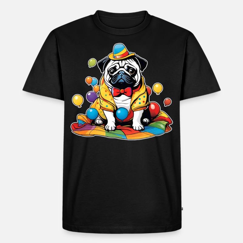Niedlicher Mops mit Hut - Männer Premium Bio T-Shirt - Schwarz