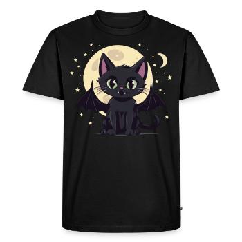 Halloween Black Cat as Vampire - Men's Premium Organic T-Shirt - black - Front - Nico (187cm)