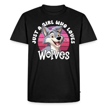 Wolf juste une fille qui aime les loups Wolfskopf - T-shirt Premium bio Homme - noir - Devant - Nico (187cm)