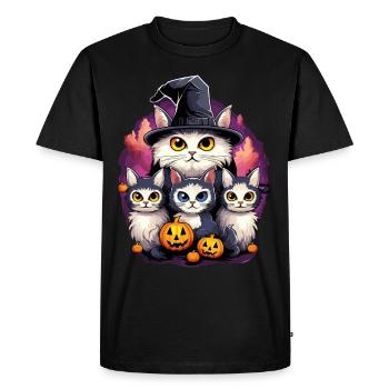 Halloween Chats Sorcières Citrouille Costume Effrayant - T-shirt Premium bio Homme - noir - Devant - Nico (187cm)
