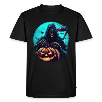 The Pumpkin Reaper - Men's Premium Organic T-Shirt - black - Front - Nico (187cm)