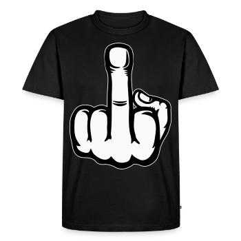 Middle Finger Hand Icon - Men's Premium Organic T-Shirt - black - Front - Nico (187cm)