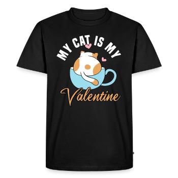 Mon chat est mon Valentin - T-shirt Premium bio Homme - noir - Devant - Nico (187cm)