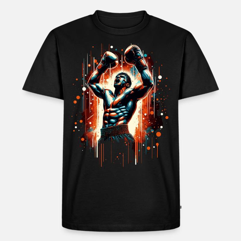 Boxer Siegespose Siegerpose Boxen Geschenk - Männer Premium Bio T-Shirt - Schwarz