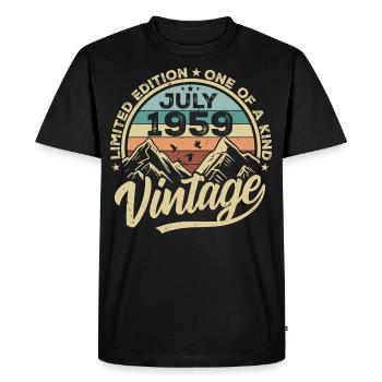 Né(e) en juillet 1959 Date de naissance : juillet 1959 - T-shirt Premium bio Homme - noir - Devant - Nico (187cm)