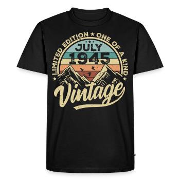 Born in July 1945 Born in July 1945 - Men's Premium Organic T-Shirt - black - Front - Nico (187cm)