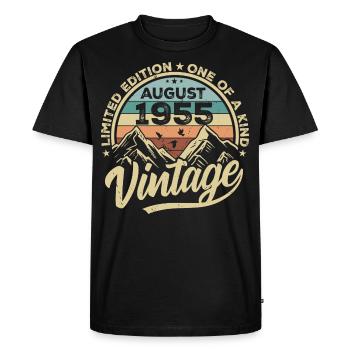 Anniversaire Août 1955 Cadeau d’anniversaire Août - T-shirt Premium bio Homme - noir - Devant - Nico (187cm)