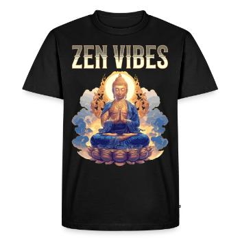 Bouddha Bouddhisme Religion Méditation spirituelle - T-shirt Premium bio Homme - noir - Devant - Nico (187cm)