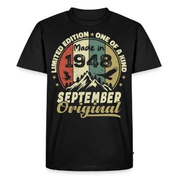 1948 - The Legends Were Born in September 1948 - Men's Premium Organic T-Shirt - black - Front - Nico (187cm)