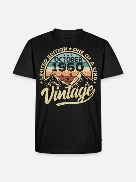 October 1960 Birthday 1960 Born October 1960 - Men's Premium Organic T-Shirt - black
