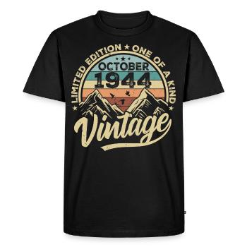 October 1944 Birthday 1944 Born October 1944 - Men's Premium Organic T-Shirt - black - Front - Nico (187cm)