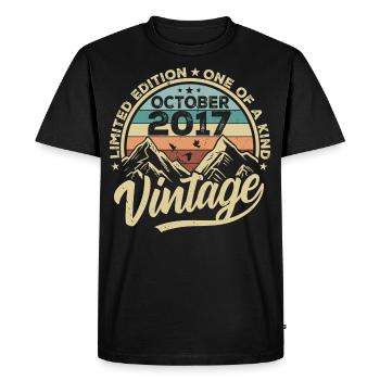 Octobre 2017 Anniversaire 2017 Né Octobre 2017 - T-shirt Premium bio Homme - noir - Devant - Nico (187cm)