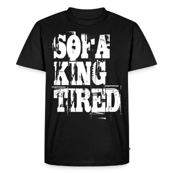 Drôle de dicton Canapé King Fatigué - T-shirt Premium bio Homme - noir - Devant - Nico (187cm)