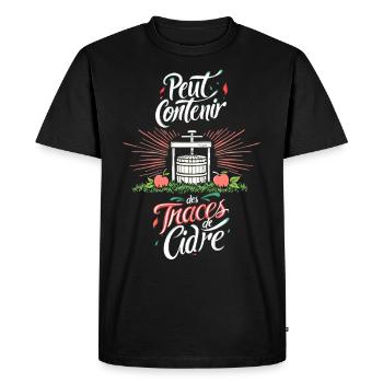 Peut Contenir des Traces de Cidre Humour - Men's Premium Organic T-Shirt - black - Front - Nico (187cm)